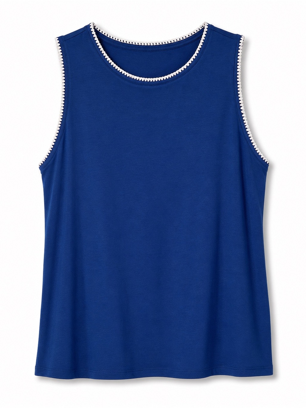 St. John's Bay NWT Navy Blue Tank Top White Contrast Stitch Trim Plus Size 2X